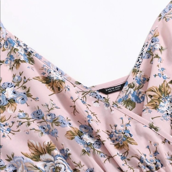 Shein Plus Size Pastel Pink Floral Romper - Picture 3 of 3